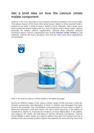 Get a brief idea on how the calcium citrate malate component