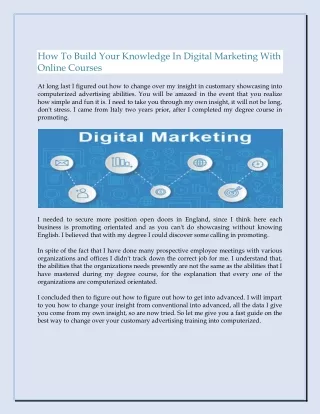 How To Build Your Knowledge In Digital Marketing With Online Courses