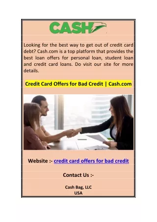 Credit Card Offers for Bad Credit  Cash.com 0