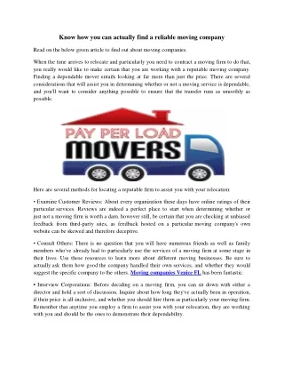 know how you can actually find a reliable moving