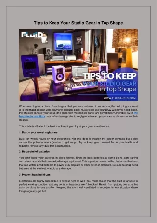 tips to keep your studio gear in top shape