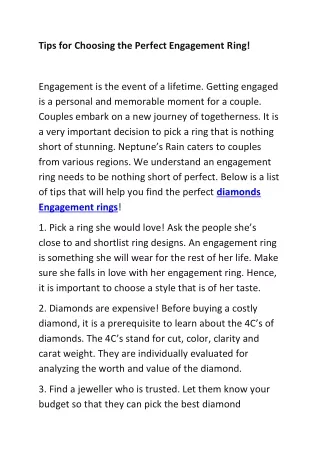 tips for choosing the perfect engagement ring