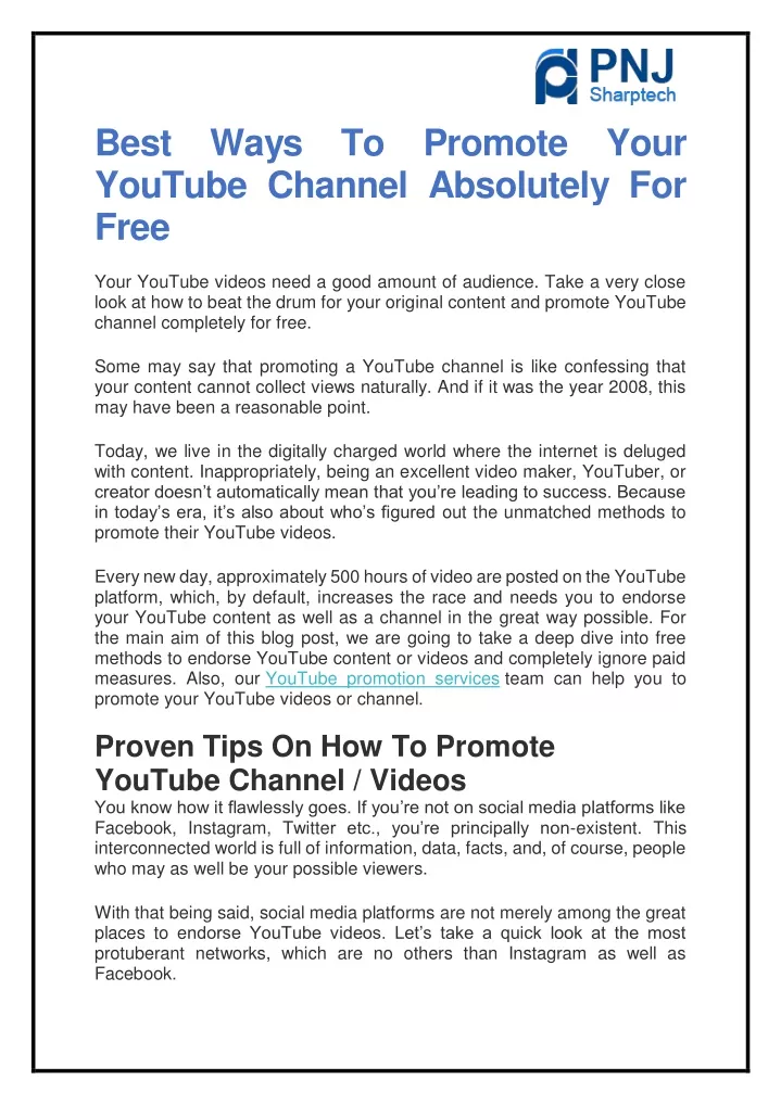 best ways to promote your youtube channel
