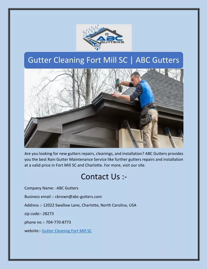 gutter cleaning fort mill sc abc gutters