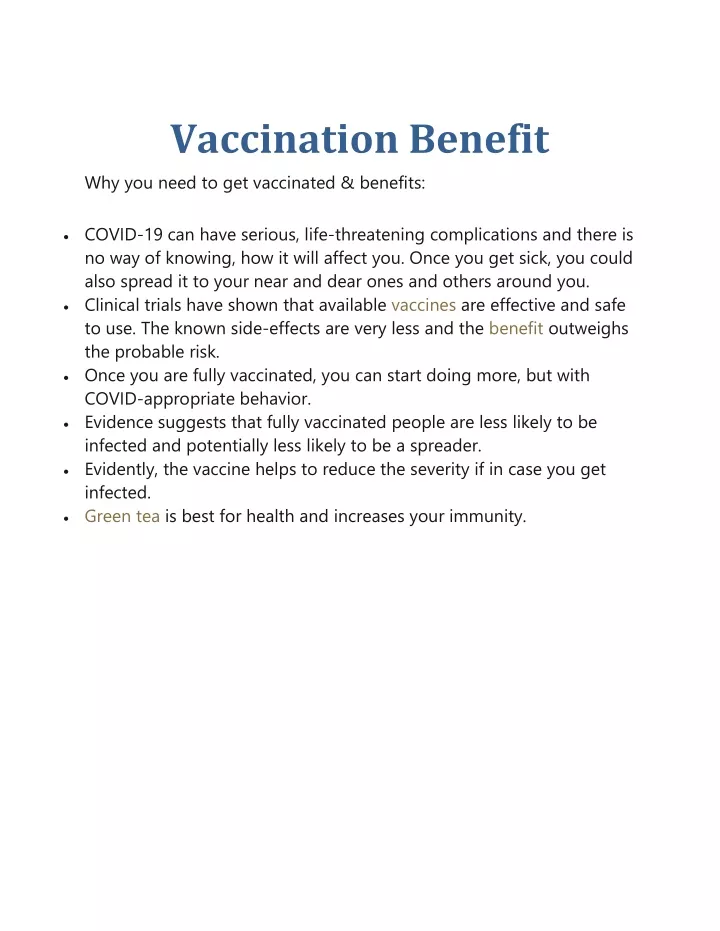 vaccination benefit why you need