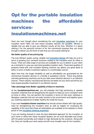 opt for the portable insulation machines