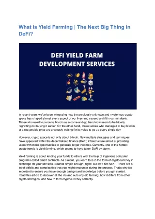 what is yield farming the next big thing in defi