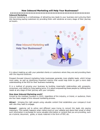 how inbound marketing will help your businesses