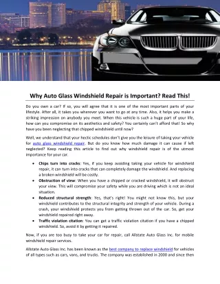 why auto glass windshield repair is important