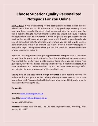 choose superior quality personalized notepads
