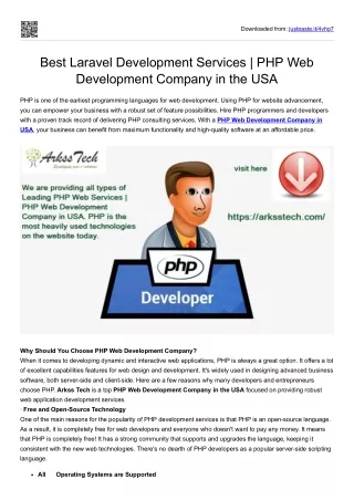 Best Laravel Development Services - PHP Web Development Company in the USA