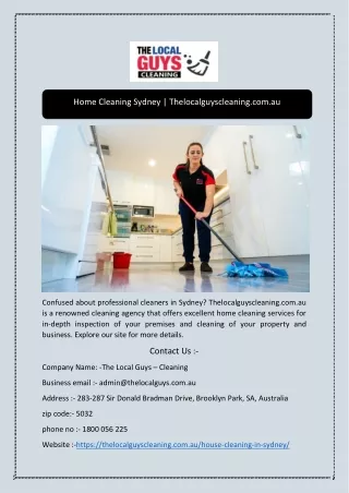 Home Cleaning Sydney | Thelocalguyscleaning.com.au