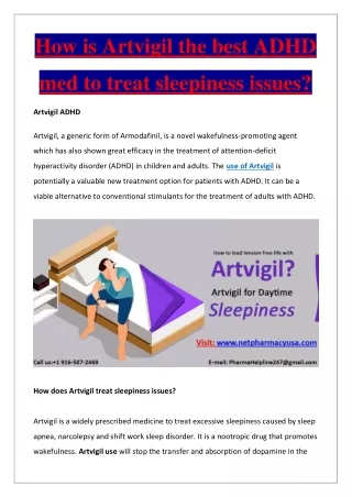 How is Artvigil the best ADHD med to treat sleepiness issues?