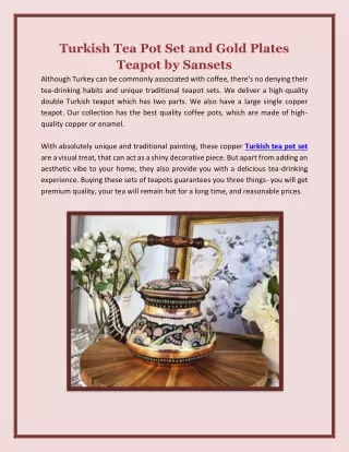 Turkish Tea Pot Set and Gold Plates Teapot by Sanasets