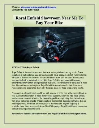 Royal Enfield Showroom Near Me To Buy Your Bike