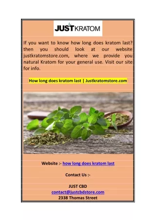 if you want to know how long does kratom last