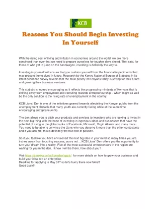 Reasons You Should Begin Investing In Yourself