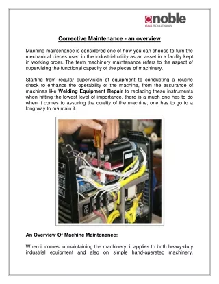 Corrective Maintenance - an overview