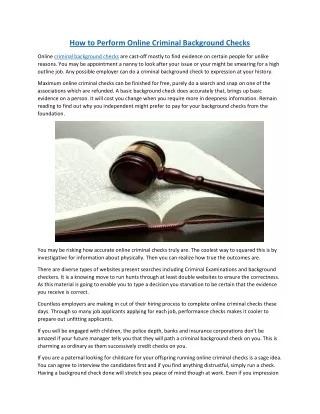 How to Perform Online Criminal Background Checks