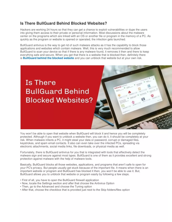 is there bullguard behind blocked websites