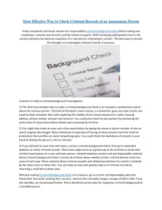 Most Effective Way to Check Criminal Records of an Anonymous Person