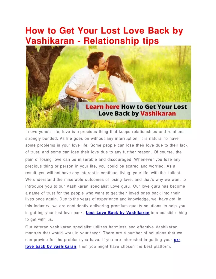 how to get your lost love back by vashikaran relationship tips