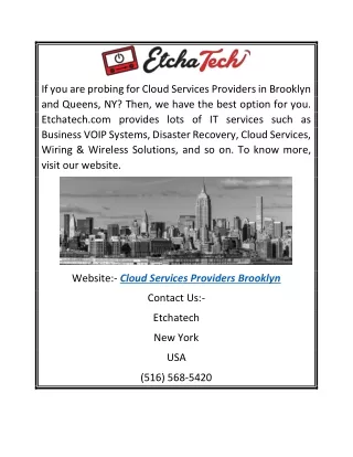 Cheapest Cloud Services Providers Brooklyn | Etcha Tech