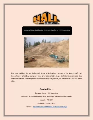 Industrial Slope Stabilization Contractor Kamloops | Hall Excavating