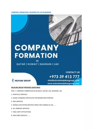 COMPANY FORMATION Services