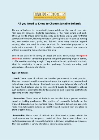 all you need to know to choose suitable bollards