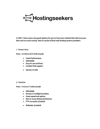 Best web hosting service providers