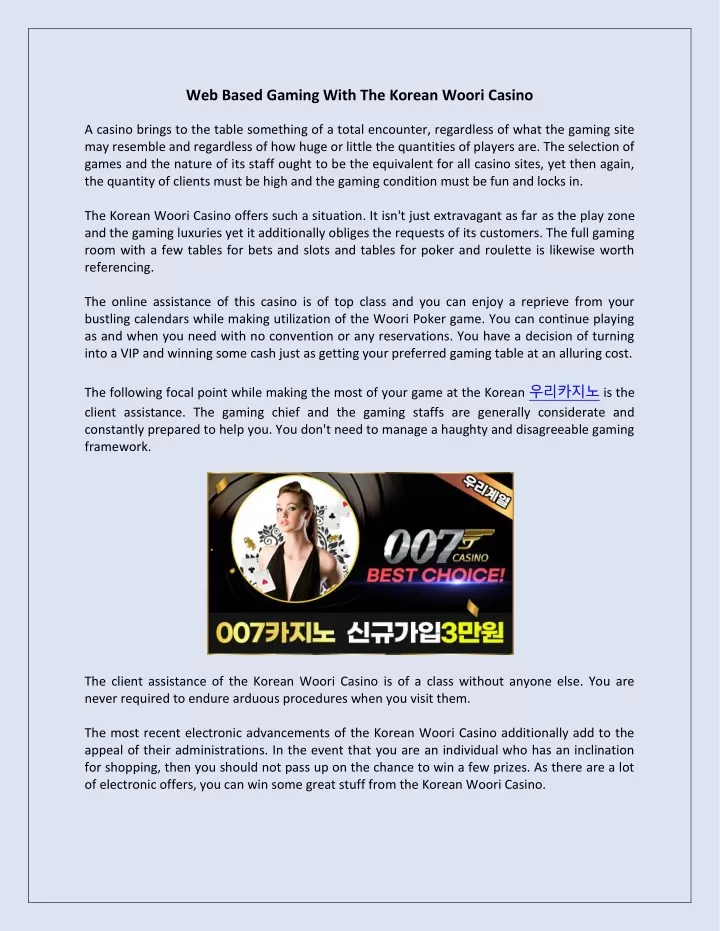 web based gaming with the korean woori casino