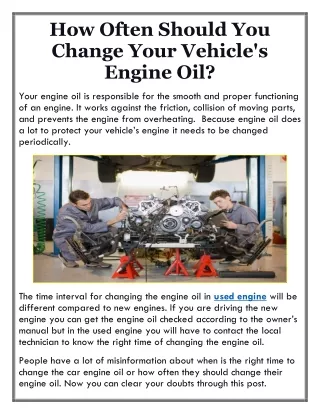 How Often Should You Change Your Vehicle's Engine Oil