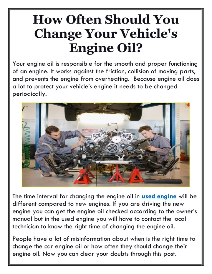 how often should you change your vehicle s engine