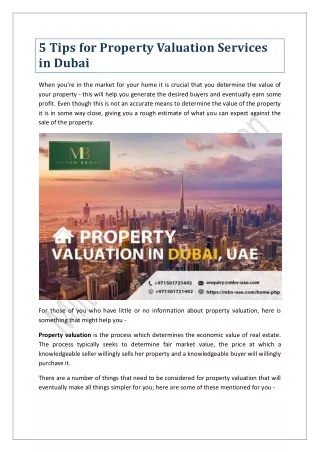 5 Tips for Property Valuation Services in Dubai