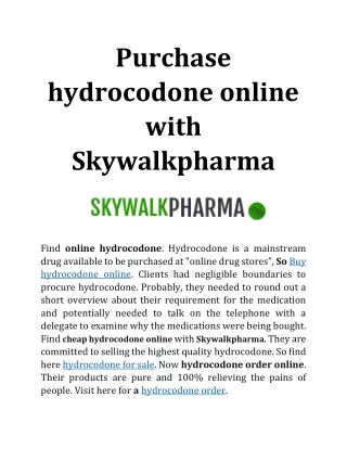Purchase hydrocodone online
