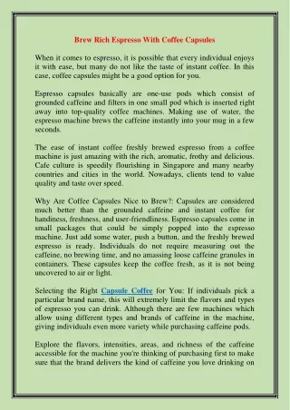 brew rich espresso with coffee capsules