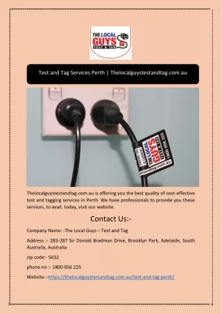 test and tag services perth