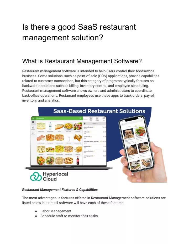 is there a good saas restaurant management