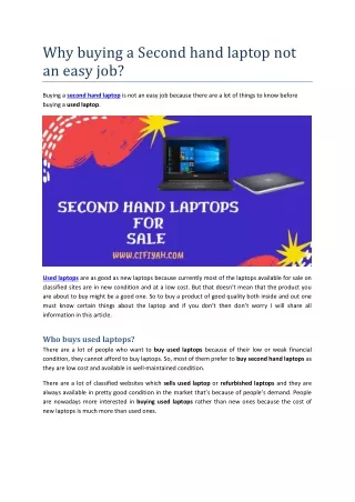 Why buying a Second hand laptop not an easy job