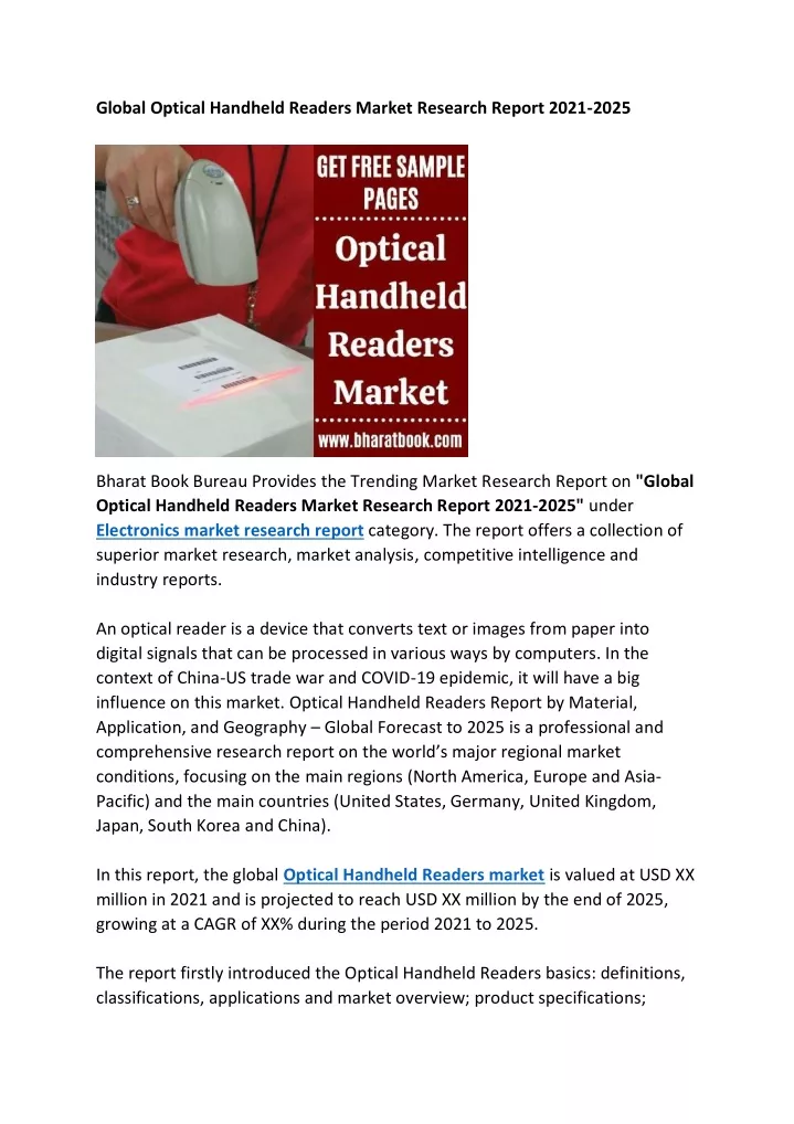 global optical handheld readers market research