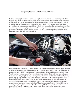 everything about the vehicle s service manual