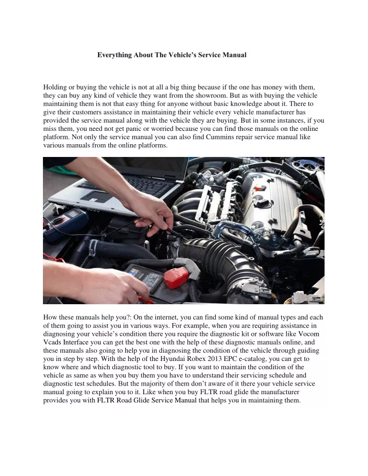everything about the vehicle s service manual