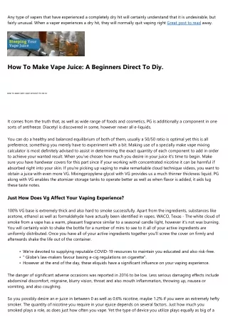 What Remains In Vape Juice And Also Just How Is It Made?
