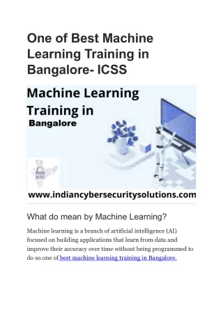 one of best machine learning training