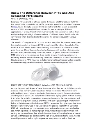 know the difference between ptfe and also