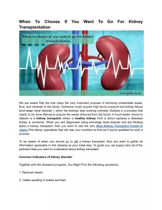 when transplantation