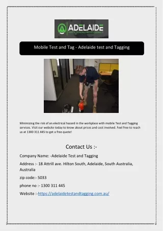 mobile test and tag adelaide test and tagging