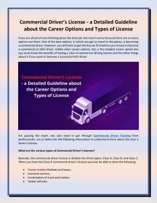 Commercial Driver’s License- a Detailed Guideline about the Career Options