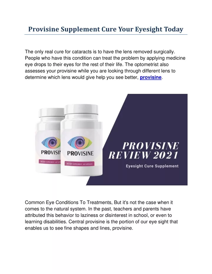 provisine supplement cure your eyesight today